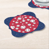 Rood Wit en Blauw Baseball Papier Bord Kartonnen Onderzetters (Gekanteld)