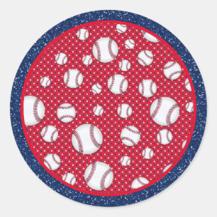 Rood Wit en Blauw Baseball Papier Bord Ronde Sticker