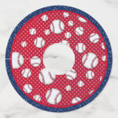 Rood wit en blauw Baseball Wijnglaslabel (Achterkant)