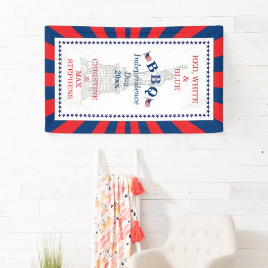 Rood, wit en blauw BBQ 4 juli Partij Spandoek (Insitu)