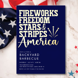 Rood Wit en Blauw BBQ Party Uitnodiging