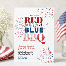 Rood Wit en Blauw BBQ-uitnodiging | 4 juli