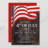 Rood Wit en Blauw BBQ Vuurwerk 4th van Juli Feest Kaart (Voorkant / Achterkant)