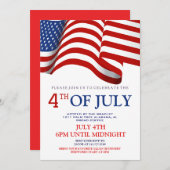 Rood Wit en Blauw BBQ Vuurwerk 4th van Juli Feest Kaart (Voorkant / Achterkant)