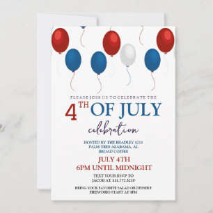 Rood Wit en Blauw BBQ Vuurwerk 4th van Juli Feest Kaart