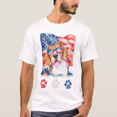 Rood Wit en Blauw Beagle Hond American 4th van jul T-shirt (Voorkant)