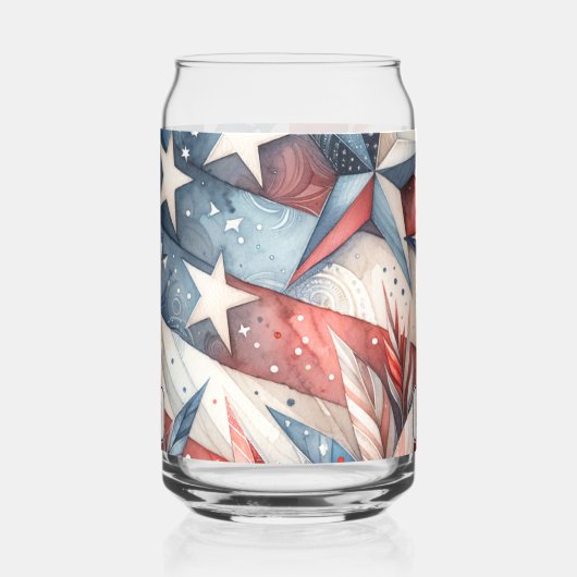 Rood wit en blauw blikvorm glas (Links)