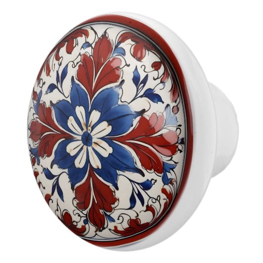 Rood, Wit en Blauw Bloemen Aangepaste Keramische K Keramische Knop (Rechts)