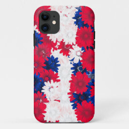 Rood wit en blauw bloemig iPhone 11 hoesje