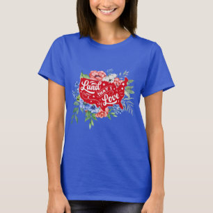 Rood wit en blauw bloemland waar ik van T-shirt ho