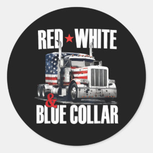 Rood Wit En Blauw Boord Patriottische Trucker VS Ronde Sticker