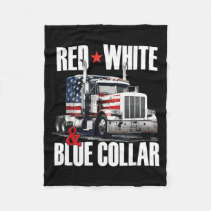 Rood Wit En Blauw Boord Patriottische Vrachtwagenc Fleece Deken