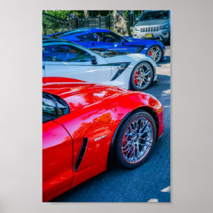 Rood wit en blauw C7 Chevrolet Corvette Poster