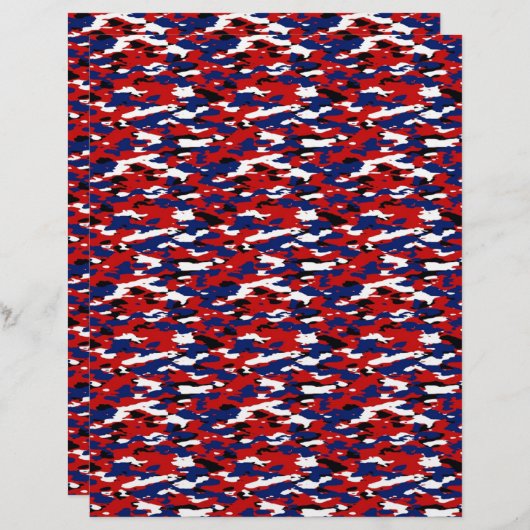 Rood wit en blauw camo origami papier (Voorkant / Achterkant)