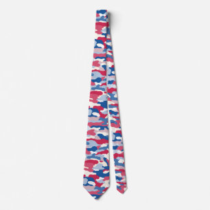 Rood wit en blauw Camouflage Stropdas