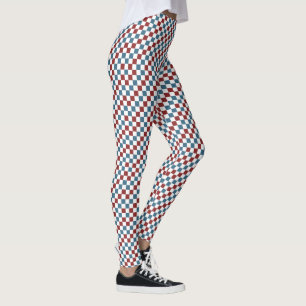 Rood Wit en Blauw Checker Patroon Leggings