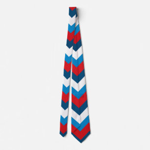 Rood wit en blauw chevron patroon stropdas