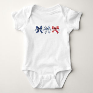 Rood Wit en Blauw Coquette Bows Romper