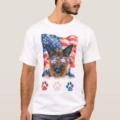 Rood Wit en Blauw Duits Herder Hond 4 juli T-shirt (Voorkant)