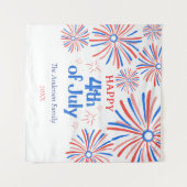 Rood, Wit en Blauw Feestelijk Vuurwerk 4 juli Wandkleed (Voorkant (horizontaal))