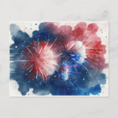 Rood wit en blauw Fireworks-Briefkaart Briefkaart (Voorkant)
