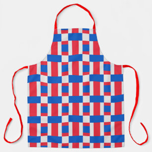 Rood Wit En Blauw Geblokte Print Schort