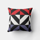 Rood wit en blauw Geometric ZigZag Kussen (Achterkant)