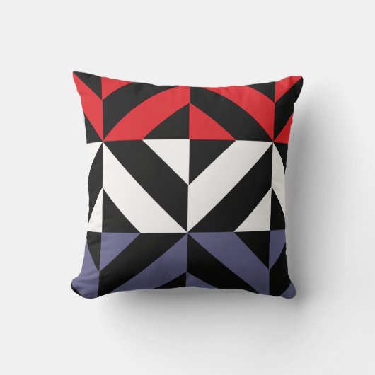 Rood wit en blauw Geometric ZigZag Kussen (Voorkant)