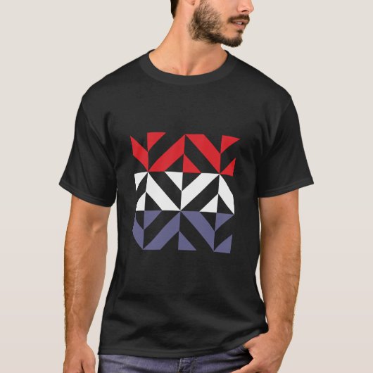 Rood wit en blauw Geometric ZigZag T-shirt (Voorkant)