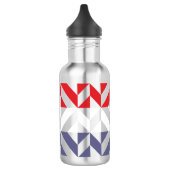 Rood wit en blauw Geometric ZigZag Waterfles (Links)