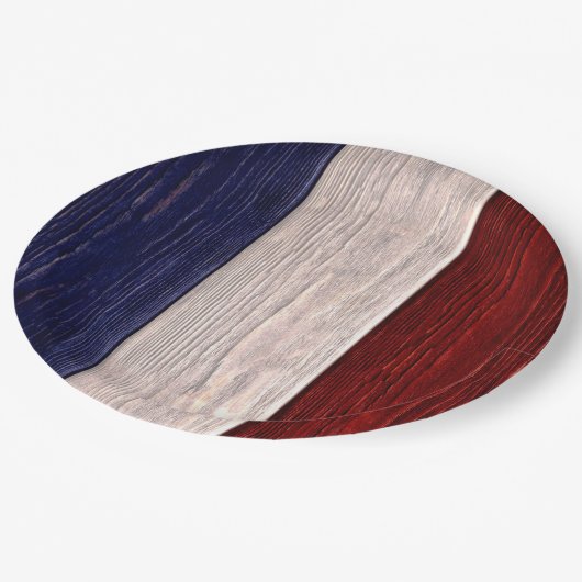 Rood, wit en blauw gestreept hout papieren bordje (Gekanteld)