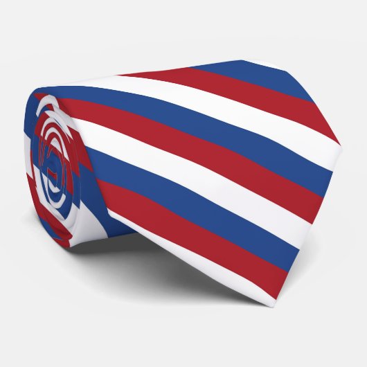 Rood wit en blauw gestreept stropdas (Opgerold)