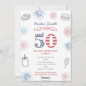 Rood Wit en Blauw Gezamenlijk 50ste Verjaardagsfee Kaart (Voorkant)