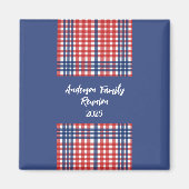 Rood, Wit en Blauw Gingham Familiereünie Magneet (Voorkant)