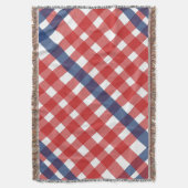 Rood, Wit en Blauw Gingham Plaid Americana Deken (Voorkant Verticaal)