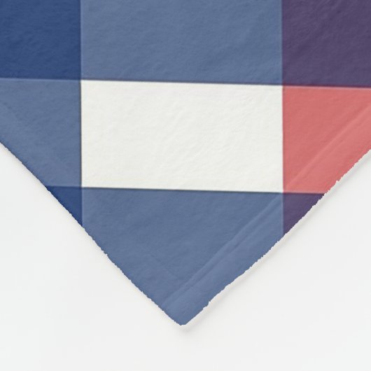 Rood, Wit en Blauw Gingham Plaid Americana Fleece Deken (Hoek)