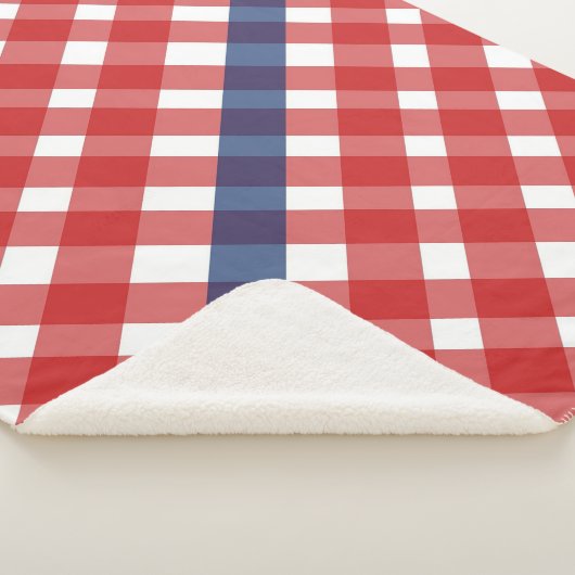 Rood, Wit en Blauw Gingham Plaid Americana Sherpa Deken (3/4)
