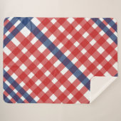 Rood, Wit en Blauw Gingham Plaid Americana Sherpa Deken (Voorkant (horizontaal))
