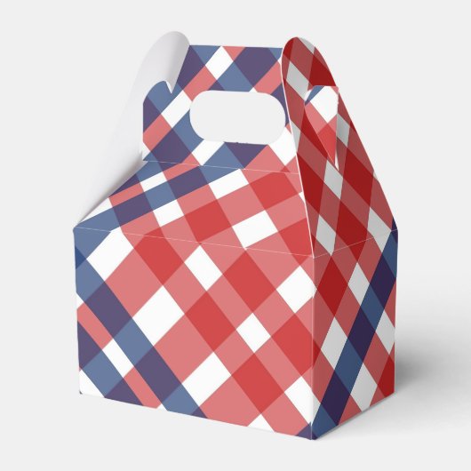 Rood Wit en Blauw Gingham Plaid Bedankdoosjes (Achterkant)