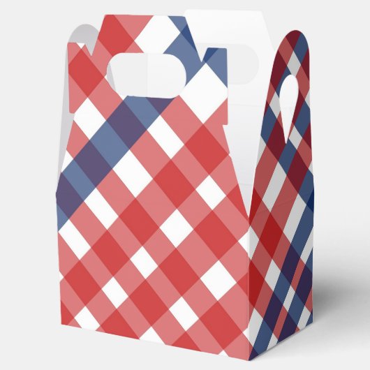 Rood Wit en Blauw Gingham Plaid Bedankdoosjes (Geopend)