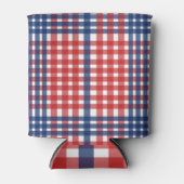 Rood Wit en Blauw Gingham Plaid Blikjeskoeler (Voorkant)