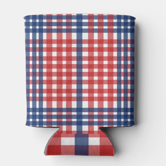 Rood Wit en Blauw Gingham Plaid Blikjeskoeler (Achterkant)