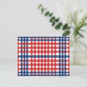 Rood Wit en Blauw Gingham Plaid Briefkaart (Staand voorkant)