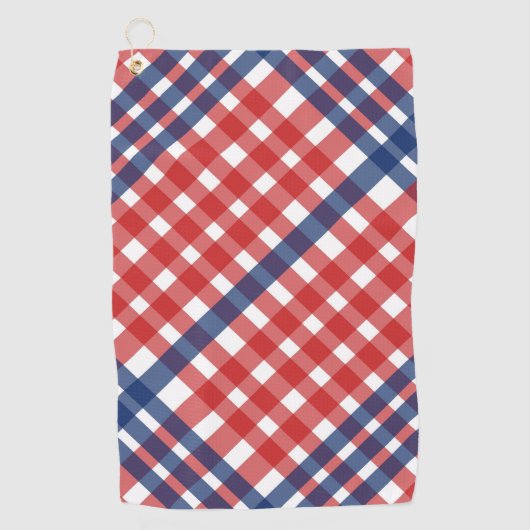 Rood Wit en Blauw Gingham Plaid Golfhanddoek (Voorkant)