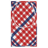 Rood, Wit en Blauw Gingham Plaid Klein Cadeauzakje (Achterkant)