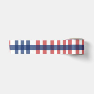 Rood Wit en Blauw Gingham Plaid Lint