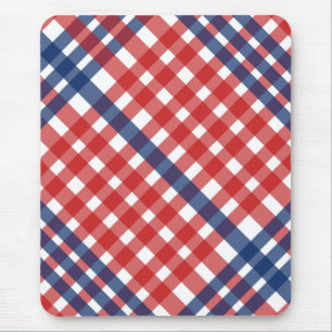 Rood Wit en Blauw Gingham Plaid Muismat