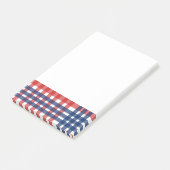 Rood, Wit en Blauw Gingham Plaid Post-it® Notes (Schuin)