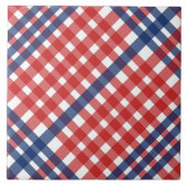 Rood Wit en Blauw Gingham Plaid Tegeltje (Voorkant)