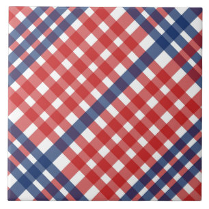 Rood Wit en Blauw Gingham Plaid Tegeltje